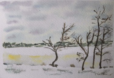 Painting titled "Morvan en hiver #ar…" by Pascale Coutoux, Original Artwork, Watercolor