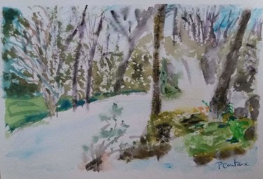 Painting titled "Saut de Gouloux au…" by Pascale Coutoux, Original Artwork, Watercolor