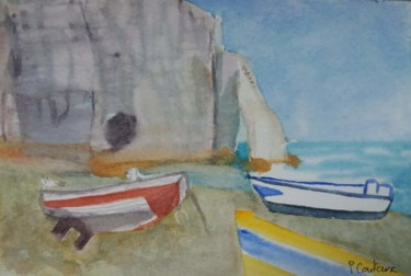 Painting titled "Etretat #artistsupp…" by Pascale Coutoux, Original Artwork, Watercolor