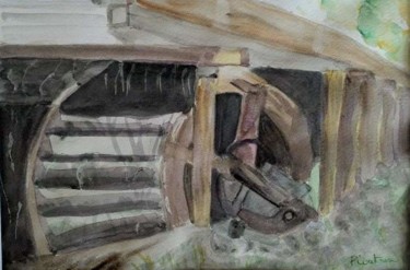 Painting titled "Vieille scierie" by Pascale Coutoux, Original Artwork, Watercolor