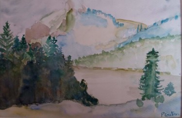 Schilderij getiteld "Lac Vallon en monta…" door Pascale Coutoux, Origineel Kunstwerk, Aquarel