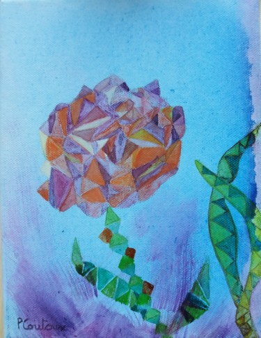 Painting titled "Rose imaginaire" by Pascale Coutoux, Original Artwork, Watercolor