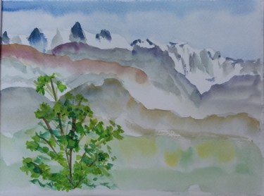 Schilderij getiteld "paysage de Haute Sa…" door Pascale Coutoux, Origineel Kunstwerk, Aquarel