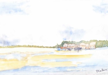 Peinture intitulée "Entre ciel et mer" par Pascale Coutoux, Œuvre d'art originale, Aquarelle