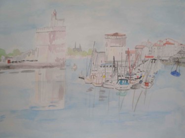 Картина под названием "Port de La Rochelle" - Pascale Coutoux, Подлинное произведение искусства, Акварель