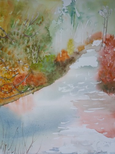绘画 标题为“Rivière en automne” 由Pascale Coutoux, 原创艺术品, 水彩