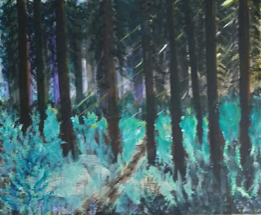 Peinture intitulée "forêt au printemps" par Pascale Coutoux, Œuvre d'art originale, Acrylique