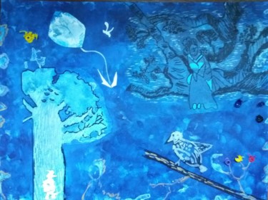 Peinture intitulée "Rêve bleu" par Pascale Coutoux, Œuvre d'art originale, Acrylique