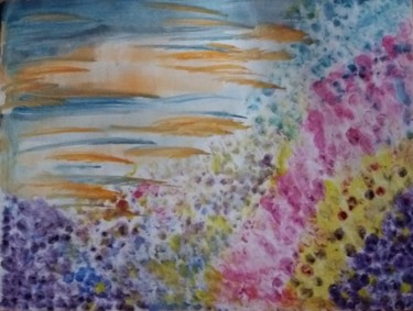 Peinture intitulée "coucher de soleil f…" par Pascale Coutoux, Œuvre d'art originale, Aquarelle
