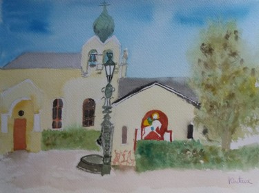 Malerei mit dem Titel "Le potager du dauph…" von Pascale Coutoux, Original-Kunstwerk, Aquarell