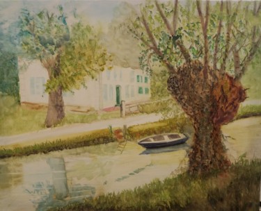 Painting titled "Le marais poitevin…" by Pascale Coutoux, Original Artwork, Watercolor