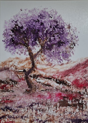 Картина под названием "Jacaranda, arbre so…" - Pascale Coutoux, Подлинное произведение искусства, Масло