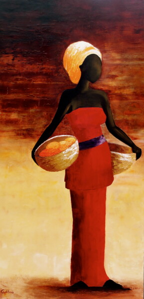 Peinture intitulée "La porteuse" par Pascale Galbois, Œuvre d'art originale, Huile