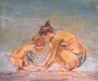 Peinture intitulée "Jeu de sable" par Pascale Garnier, Œuvre d'art originale