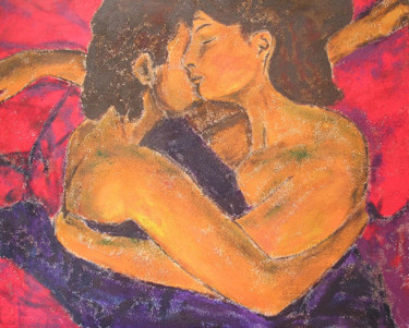 Peinture intitulée "couple endormi" par Pascale Garnier, Œuvre d'art originale