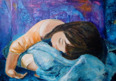 Peinture intitulée "anouk endormie 2" par Pascale Garnier, Œuvre d'art originale
