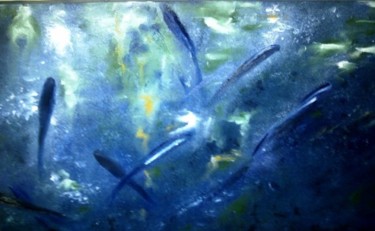 Painting titled "Blue fish" by Pascale Gonzales, Original Artwork