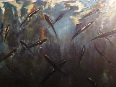 Painting titled "blue fish 2" by Pascale Gonzales, Original Artwork