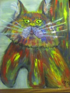 Painting titled "chat jouet" by Pascale Kleinberg, Original Artwork, Oil