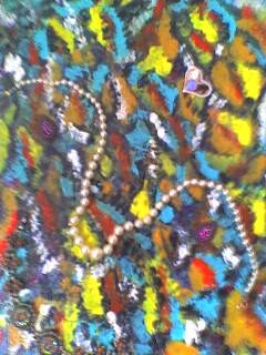 Painting titled "collier de perles" by Pascale Kleinberg, Original Artwork, Oil