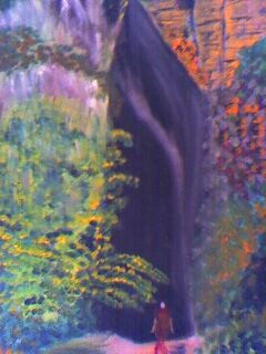 Painting titled "La grotte" by Pascale Kleinberg, Original Artwork, Oil