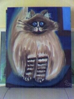 Peinture intitulée "Le chat sacré" par Pascale Kleinberg, Œuvre d'art originale, Huile
