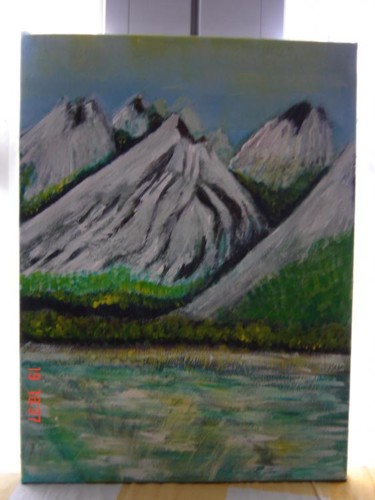 Painting titled "Montagnes 1" by Pascale Kleinberg, Original Artwork, Oil