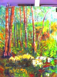 Pittura intitolato "les forêts du Morvan" da Pascale Kleinberg, Opera d'arte originale, Olio