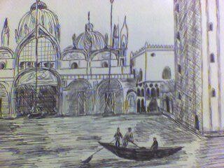 Drawing titled "venise I" by Pascale Kleinberg, Original Artwork, Ink