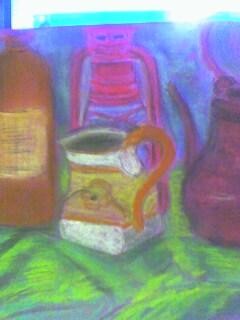 Картина под названием "lanterne et pots" - Pascale Kleinberg, Подлинное произведение искусства, Масло