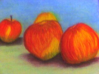 Peinture intitulée "pommes" par Pascale Kleinberg, Œuvre d'art originale, Pastel