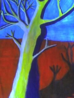 Peinture intitulée "L'arbre jaune" par Pascale Kleinberg, Œuvre d'art originale, Huile