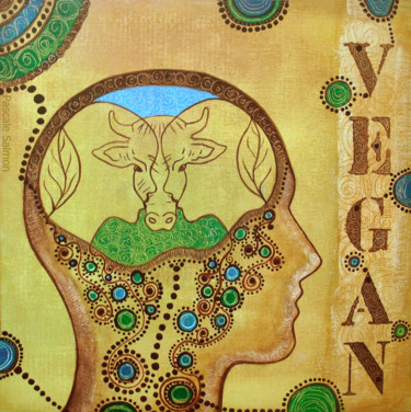 Painting titled "Vegan connection" by Pascale Salmon, Original Artwork