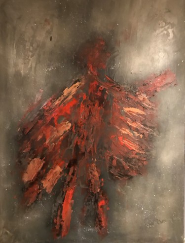 Painting titled "L ange déchu" by Diego Marquez Et Elisabeth Dam, Original Artwork, Acrylic Mounted on Wood Stretcher frame