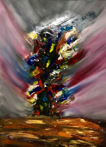 Painting titled "Tornade" by Diego Marquez Et Elisabeth Dam, Original Artwork, Acrylic Mounted on Wood Stretcher frame