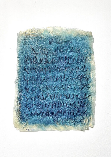 Ζωγραφική με τίτλο "Lettre bleue" από Pascaline Boura, Αυθεντικά έργα τέχνης, Κάρβουνο