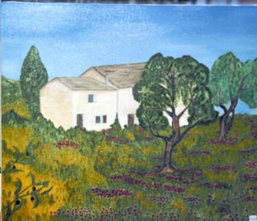 Painting titled "Paysage Provençal a…" by Pascale Sublet, Original Artwork