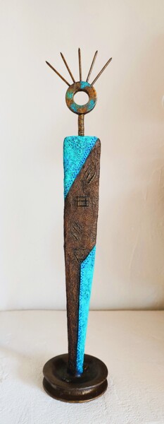 Skulptur mit dem Titel "Massaï" von Pascale Renault, Original-Kunstwerk, Holz