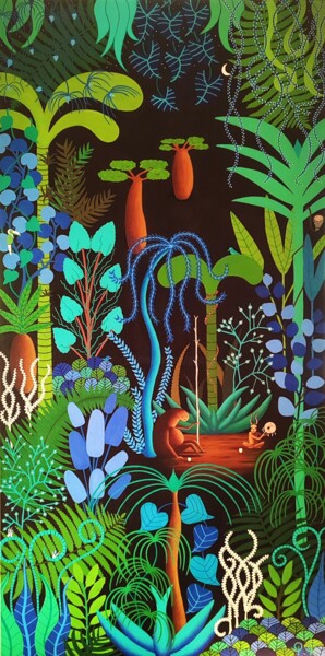 Ζωγραφική με τίτλο "Amazonia V" από Pascale Renault, Αυθεντικά έργα τέχνης, Ακρυλικό