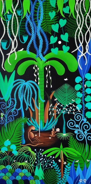 Painting titled "Amazonia VI" by Pascale Renault, Original Artwork, Acrylic