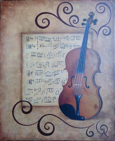 Pintura intitulada "Violino e Viola" por Pascale Renault, Obras de arte originais, Acrílico