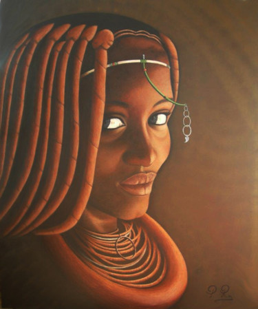 Malerei mit dem Titel "Himba" von Pascale Renault, Original-Kunstwerk, Acryl