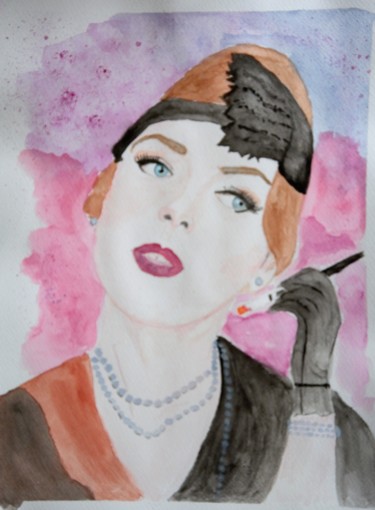 Painting titled "La Dame de chez Max…" by Pascal Bonnecaze, Original Artwork, Watercolor