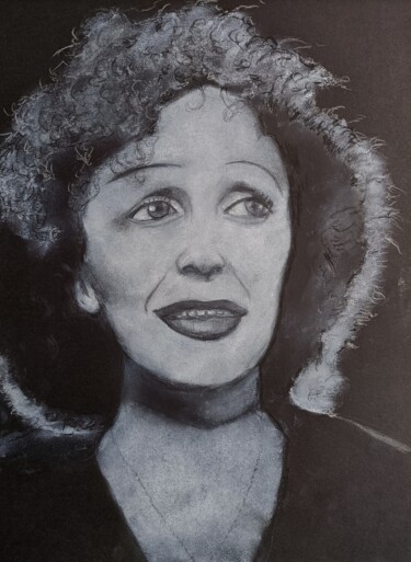 Drawing titled "Edith Piaf" by Pascal Bonnecaze, Original Artwork, Pastel