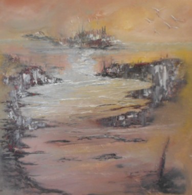 Painting titled "falaises" by Pascal Pasro, Original Artwork, Oil
