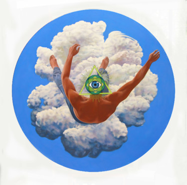 Malerei mit dem Titel "Circle cloud" von Pascal Roy, Original-Kunstwerk, Öl