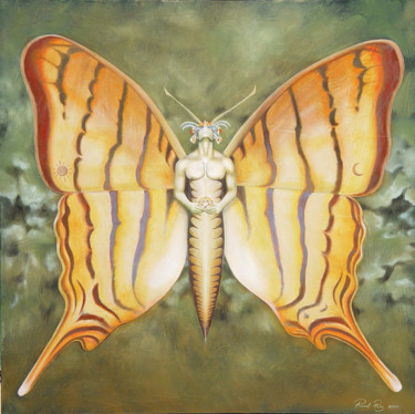 Schilderij getiteld "Mariposa 2" door Pascal Roy, Origineel Kunstwerk, Olie