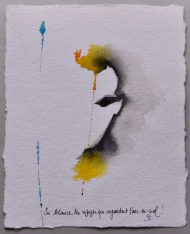 Si blancs-les visages-qui regardent l'arc-en-ciel 2 Peinture intitulée "Si blancs-les visag…" par Pascal Stutz, Œuvre d'art originale, Encre