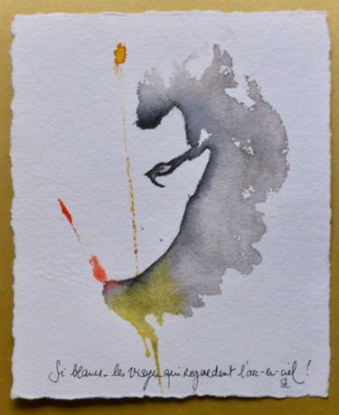 Painting titled "Si blancs-les visag…" by Pascal Stutz, Original Artwork, Ink