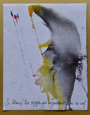 Malerei mit dem Titel "Si blancs-les visag…" von Pascal Stutz, Original-Kunstwerk, Tinte